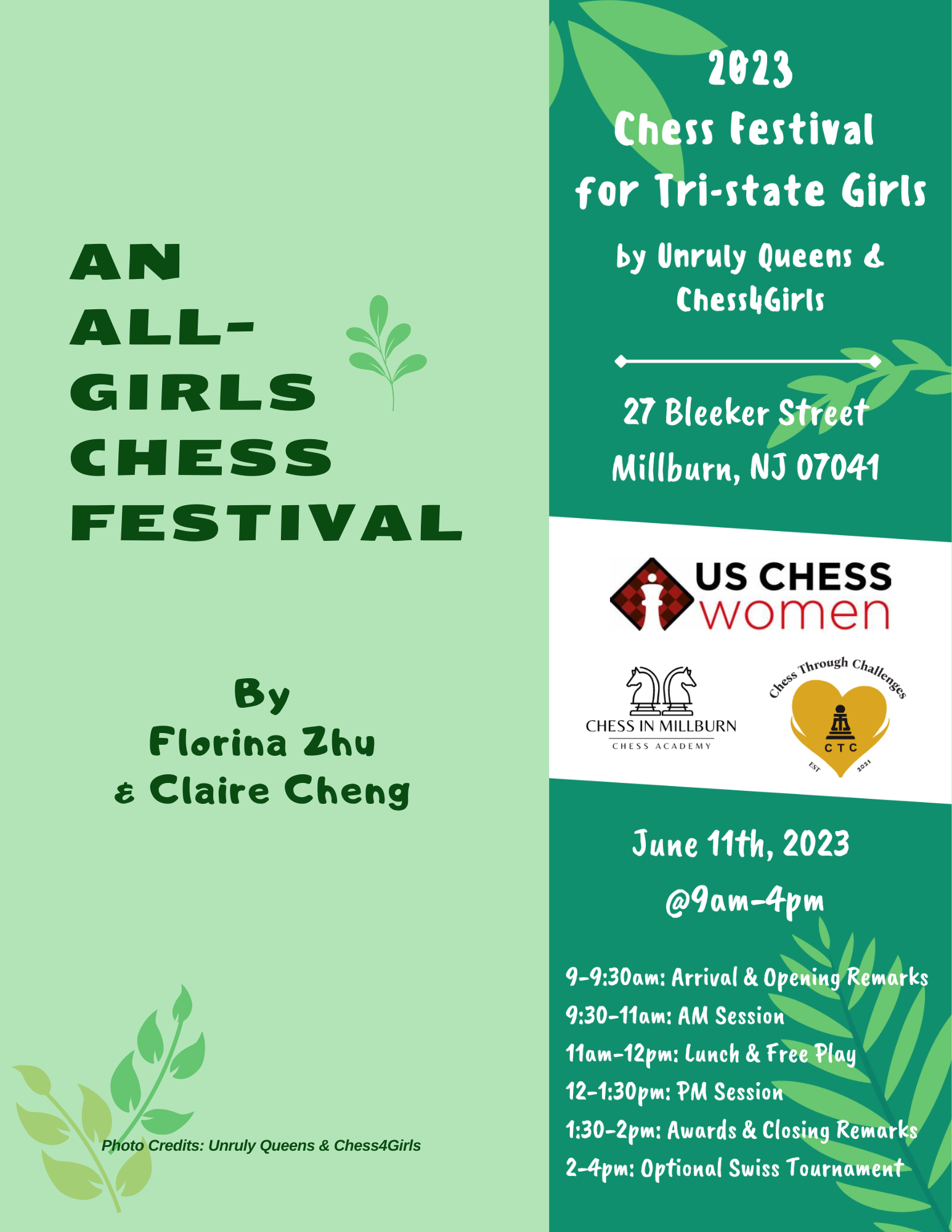 ALL GIRLS CHESS FESTIVAL by Florina & Claire